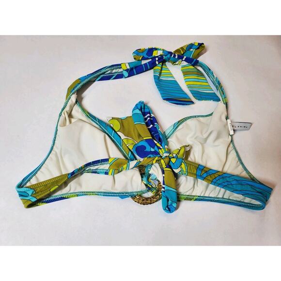 Trina Turk Bikini Swim Suit Womens 12 Bali Waves Resort Wear Colorful Gold - Picture 7 of 11
